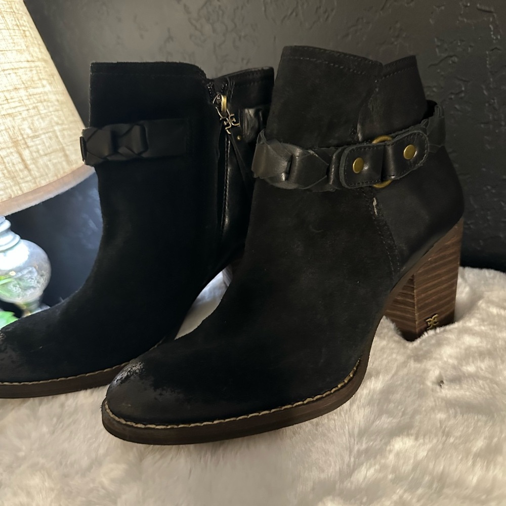 Sam Edelman Black Heeled Boots with Chunky Heel